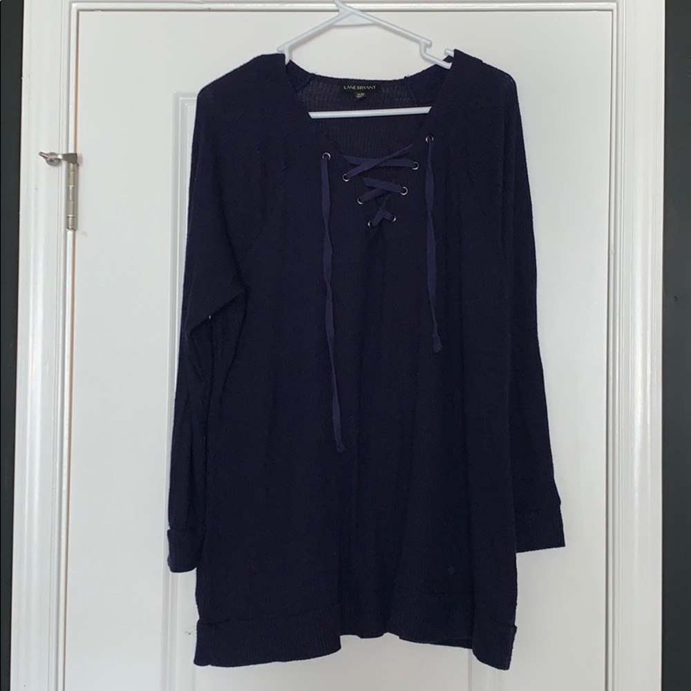 Lane Bryant Deep Purple Sweater with String Detail